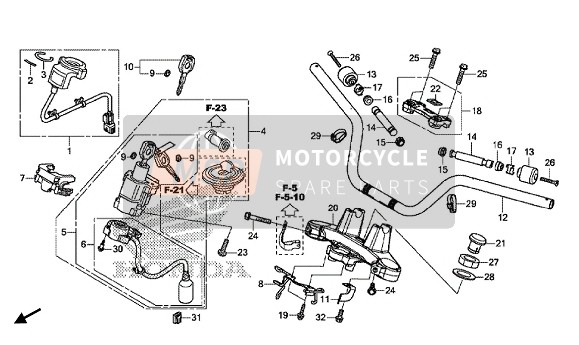 Honda CB500X 2015 Behandel pijp & Bovenste kroonplaat voor een 2015 Honda CB500X