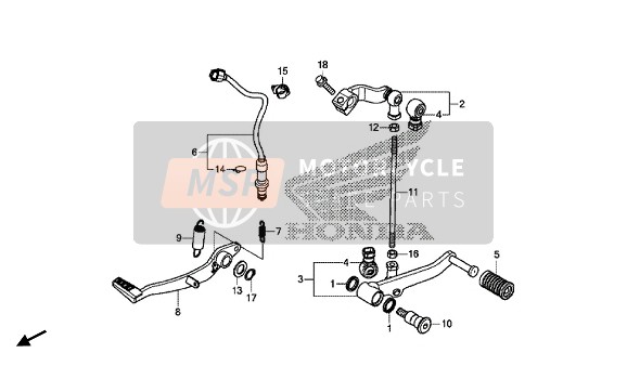 Honda CB500X 2015 Pedaal voor een 2015 Honda CB500X