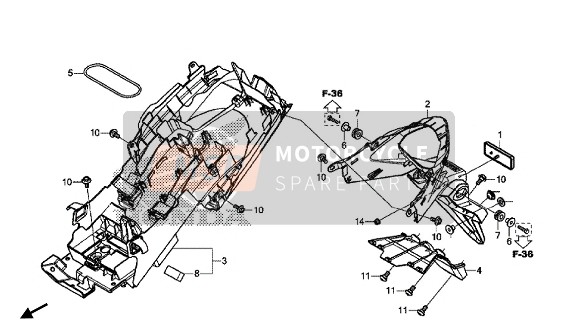 Honda CB500X 2015 Guardabarros trasero para un 2015 Honda CB500X