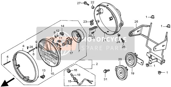 Honda CB750F2 1998 Phare (EU) pour un 1998 Honda CB750F2