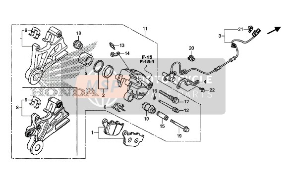 Honda CB500XA 2015 Remklauw achter voor een 2015 Honda CB500XA