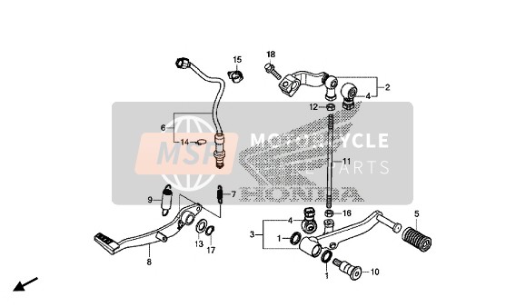 Honda CB500XA 2015 Pédale pour un 2015 Honda CB500XA