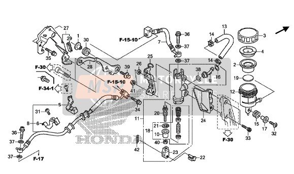 Honda CBR1000RA 2015 Pompa freno posteriore per un 2015 Honda CBR1000RA