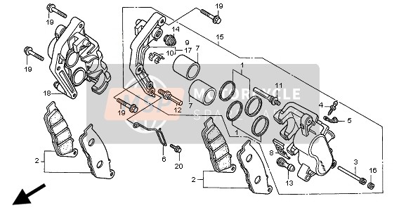 Honda CB750F2 1998 FRONT BRAKE CALIPER for a 1998 Honda CB750F2