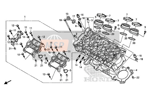 Honda CBR1000RR 2015 Cilinderkop voor een 2015 Honda CBR1000RR