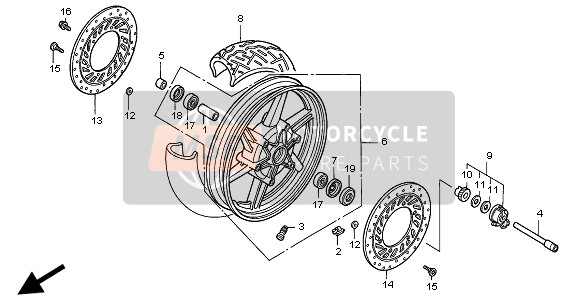 Honda CB750F2 1998 FRONT WHEEL for a 1998 Honda CB750F2