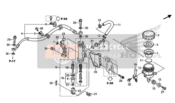 Honda CBR1000RR 2015 Maître-cylindre de frein arrière pour un 2015 Honda CBR1000RR