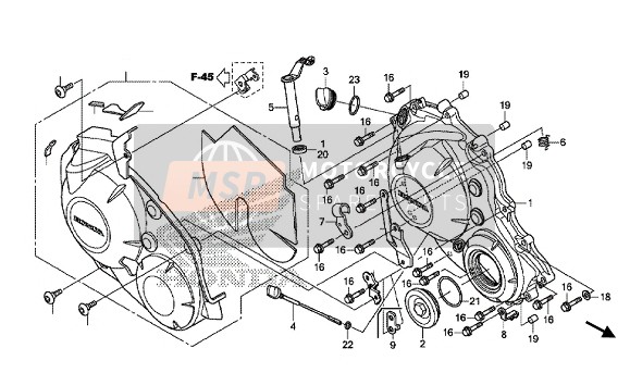 Honda CBR1000S 2015 Rechter carterdeksel voor een 2015 Honda CBR1000S
