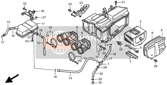 Honda CB750F2 1998 Luchtfilter voor een 1998 Honda CB750F2