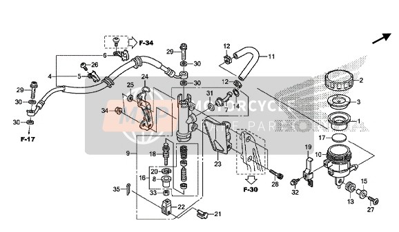 Honda CBR1000S 2015 Maître-cylindre de frein arrière pour un 2015 Honda CBR1000S