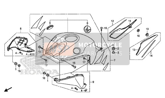 Honda CBR1000S 2015 Bovenste afdekking voor een 2015 Honda CBR1000S