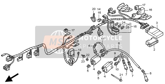 Honda CB750F2 1998 Kabelboom voor een 1998 Honda CB750F2