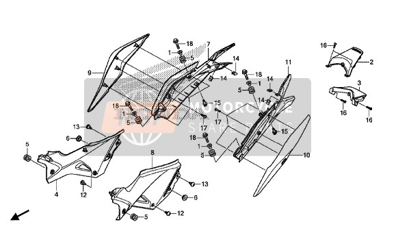 Honda CBR125R 2015 Cubierta lateral para un 2015 Honda CBR125R