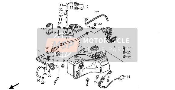 Honda GL1500A 1995 Benzinetank voor een 1995 Honda GL1500A