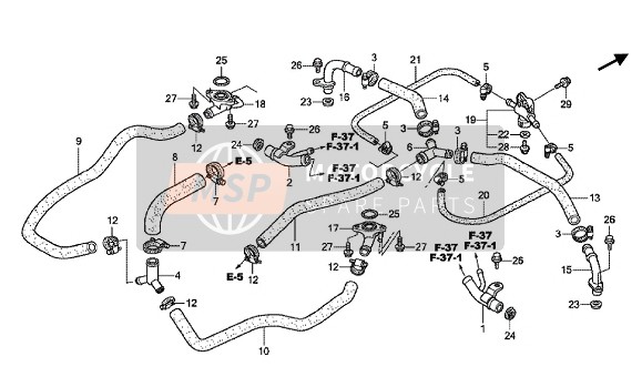 Honda GL1800 2015 Tubería de agua para un 2015 Honda GL1800