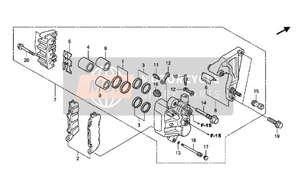 Honda GL1800 2015 BREMSSATTEL HINTEN für ein 2015 Honda GL1800