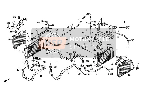 Honda GL1800 2015 Radiator voor een 2015 Honda GL1800