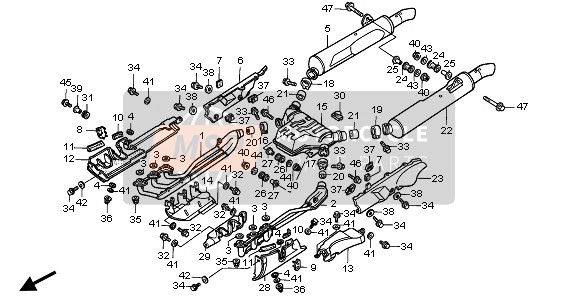 Honda GL1500A 1995 EXHAUST MUFFLER for a 1995 Honda GL1500A