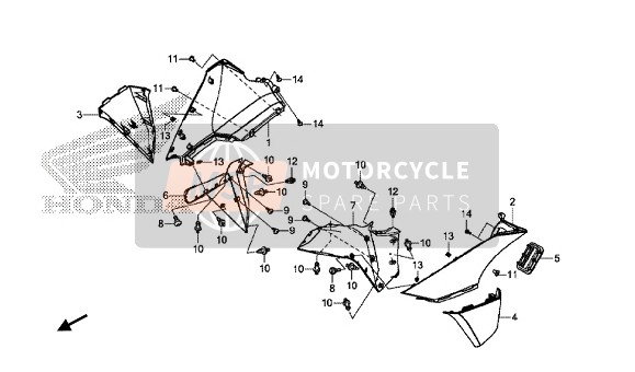 64350MJSJ70ZA, Verkleidung, Rechts Unten, Honda, 0