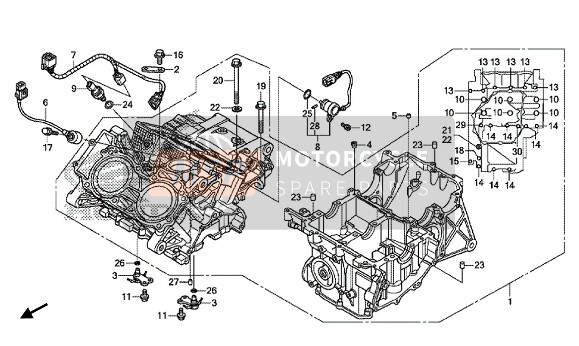 Honda VFR1200F 2015 Carter voor een 2015 Honda VFR1200F