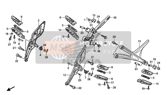 50720MGED60, Arm, R. Pillion Step, Honda, 0