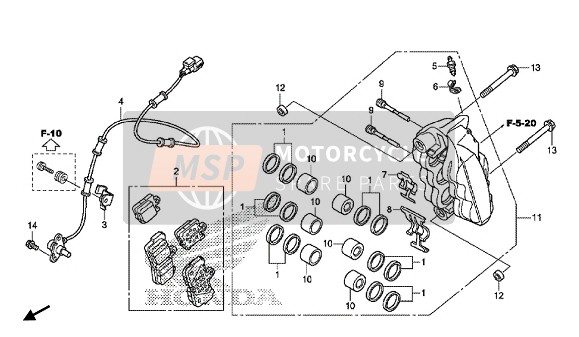 Honda VFR1200FD 2015 R. BREMSSATTEL VORNE für ein 2015 Honda VFR1200FD