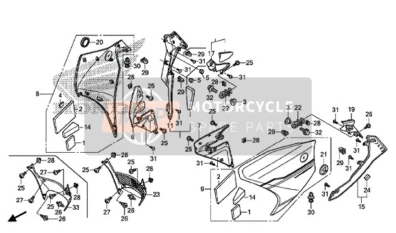 Honda VFR1200FD 2015 MIDDLE COWL for a 2015 Honda VFR1200FD