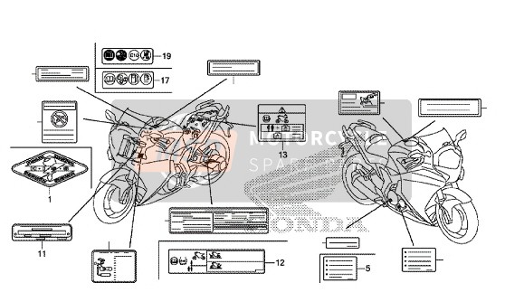 Honda VFR1200FD 2015 Etichetta di attenzione per un 2015 Honda VFR1200FD