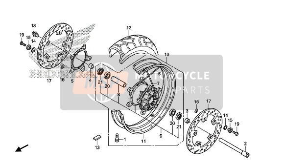 Honda VFR1200XD 2015 Ruota anteriore per un 2015 Honda VFR1200XD