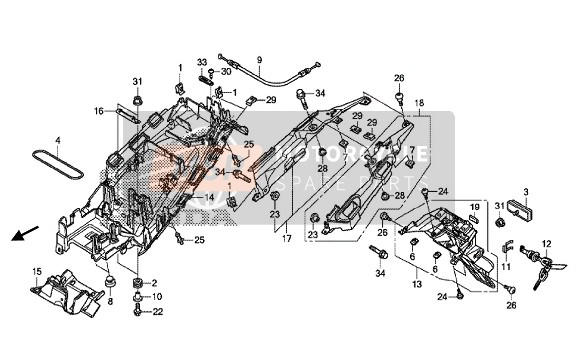 Honda VFR1200XDL 2015 Parafango posteriore per un 2015 Honda VFR1200XDL