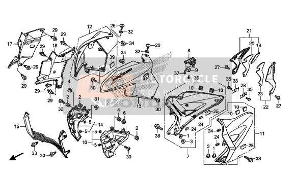 Honda VFR1200XDL 2015 Capot moyen pour un 2015 Honda VFR1200XDL