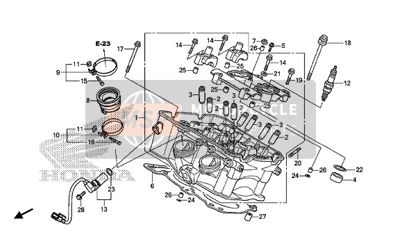 Honda VFR800X 2015 Cabeza de cilindro (Posterior) para un 2015 Honda VFR800X
