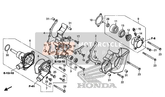 Honda VFR800X 2015 Waterpomp & Hulpcilinder koppeling voor een 2015 Honda VFR800X