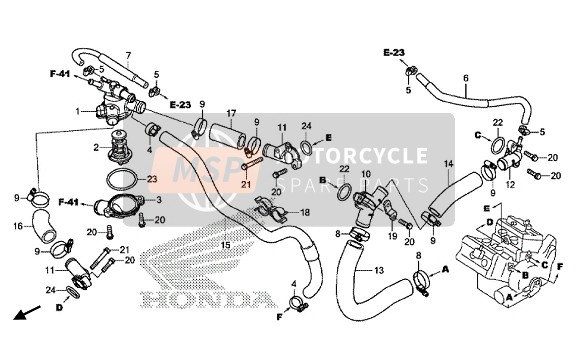 Honda VFR800X 2015 Waterpijp voor een 2015 Honda VFR800X