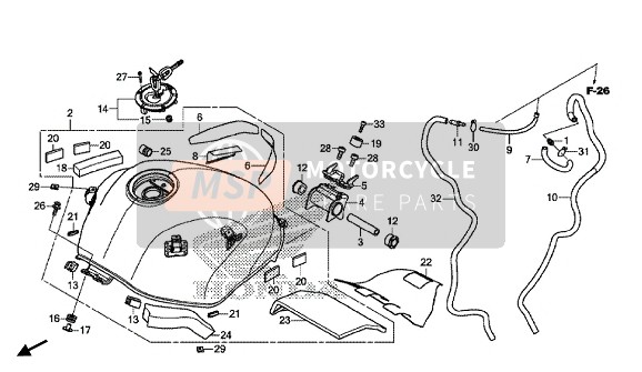 Honda VFR800X 2015 Depósito de combustible para un 2015 Honda VFR800X