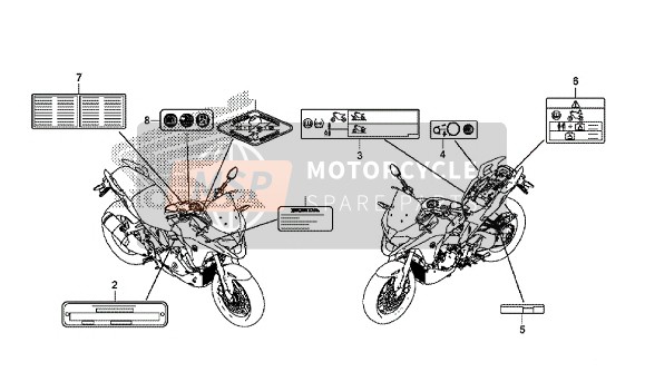 Honda VFR800X 2015 Etiqueta de precaución para un 2015 Honda VFR800X