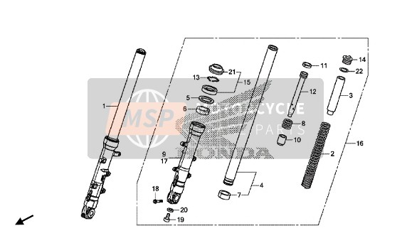 51400MJED42, Fork Assy., R. Fr. (Showa), Honda, 3