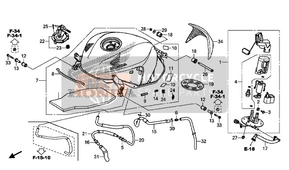 Honda CB650F 2016 Benzinetank voor een 2016 Honda CB650F