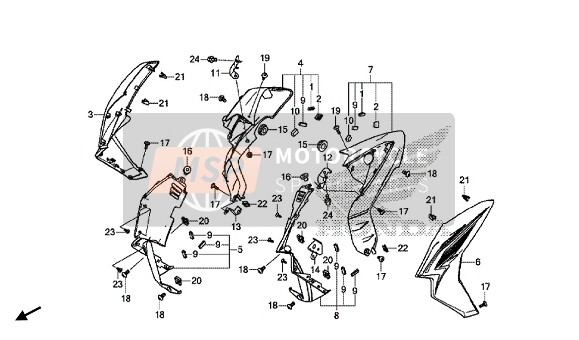 64420MJED40, Verkleidungseinheit B L, Honda, 0