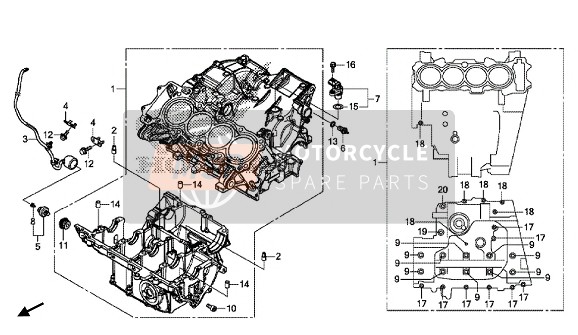 Honda CB650FA 2016 Caja Del Cigüeñal para un 2016 Honda CB650FA