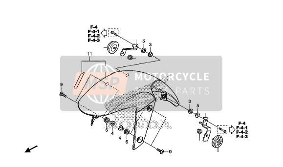 Honda CB650FA 2016 Garde-boue avant pour un 2016 Honda CB650FA