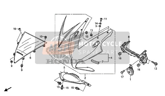 Honda CBR1000RR 2016 Cubierta superior para un 2016 Honda CBR1000RR