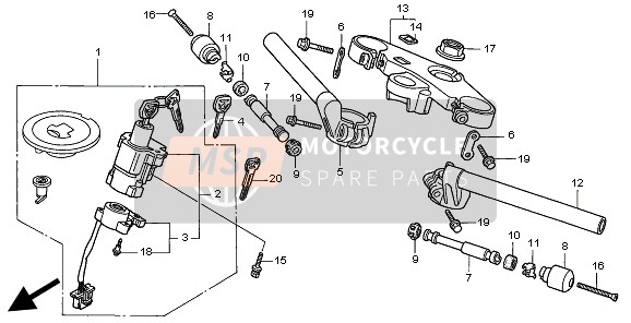 53150MASE00, Pipe Comp., L. Steering Handle, Honda, 0