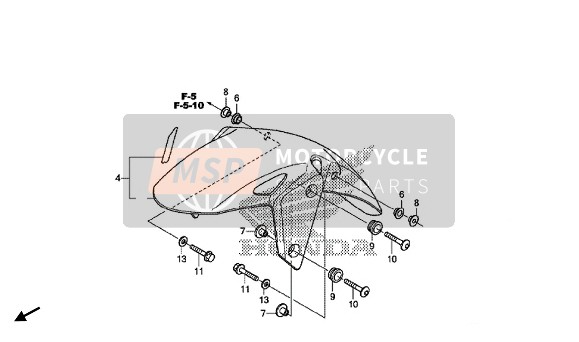 Honda CBR300RA 2016 FRONT FENDER for a 2016 Honda CBR300RA