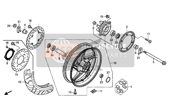 Honda CBR300RA 2016 Rueda trasera para un 2016 Honda CBR300RA