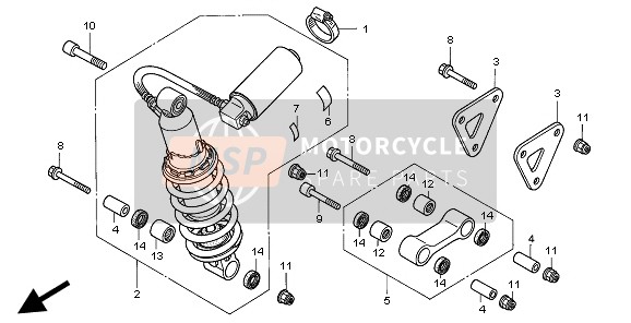 52400MASE01ZA, Cushion Assy., Rr. (Showa) *R134*(R134 Fighting Red), Honda, 0