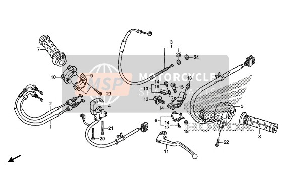 Honda CBR1000SA 2016 Handvat Hendel - Schakelaar - Kabel voor een 2016 Honda CBR1000SA
