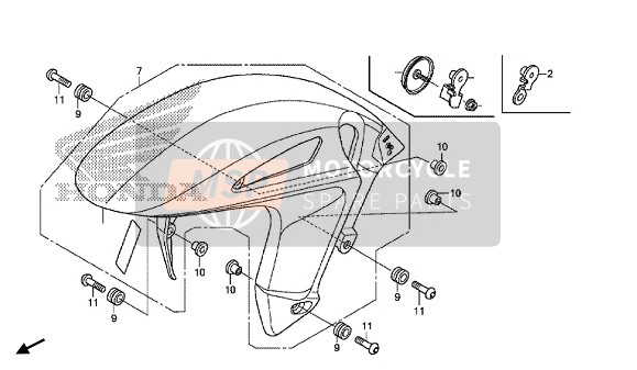 Honda CBR1000SA 2016 Guardabarros delantero para un 2016 Honda CBR1000SA