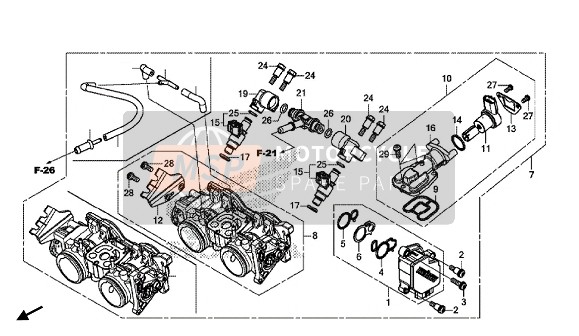 Honda CBR500RA 2016 Corpo farfallato per un 2016 Honda CBR500RA