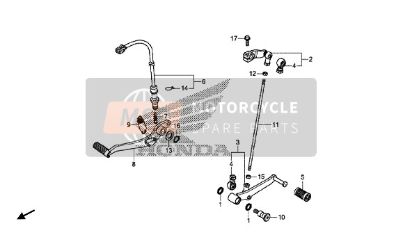 Honda CBR650FA 2016 Pedal para un 2016 Honda CBR650FA